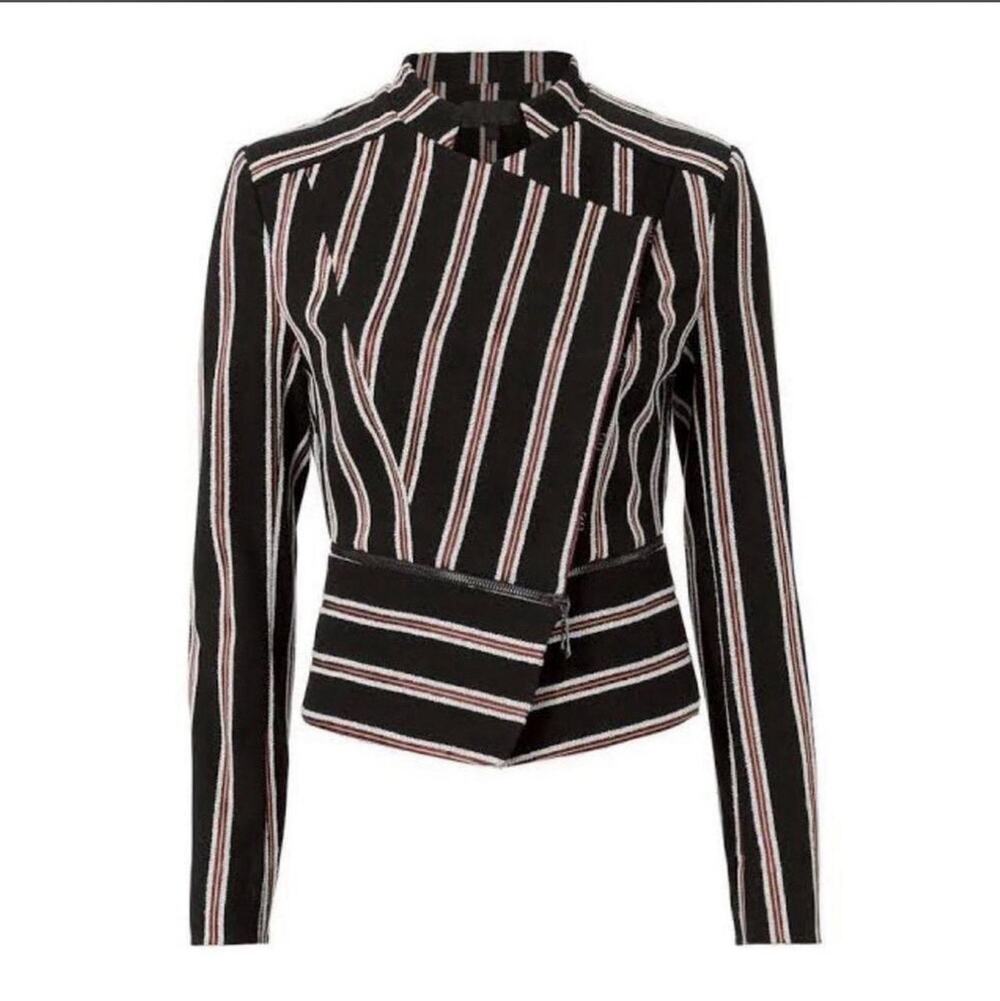 Intermix Striped Cropped Jacket Black Size 4 Preppy Steampunk Indie Rocker